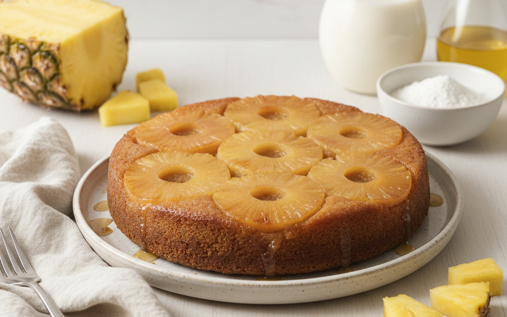 Veganer Ananas-Kuchen Upside down