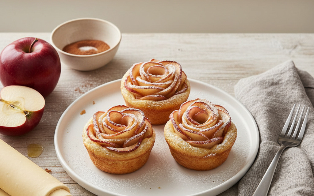 Vegane Apfelrosen-Muffins: einfach & so hübsch