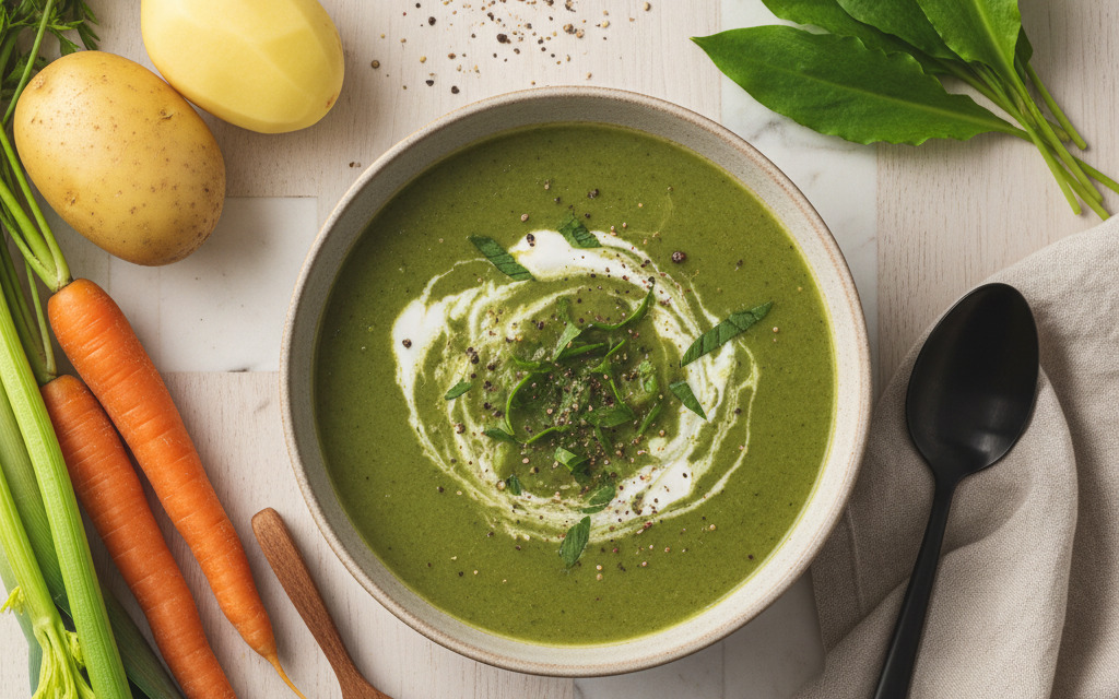 Schmackhafte Vegane Bärlauch-Creme-Suppe