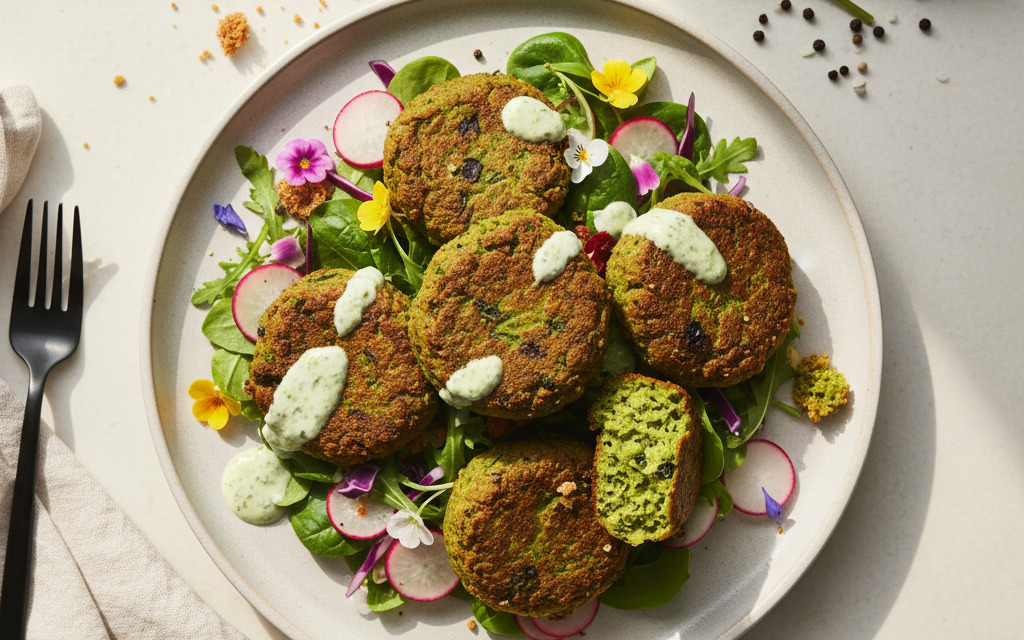 Vegane Schnelle, leckere Bärlauch-Falafel