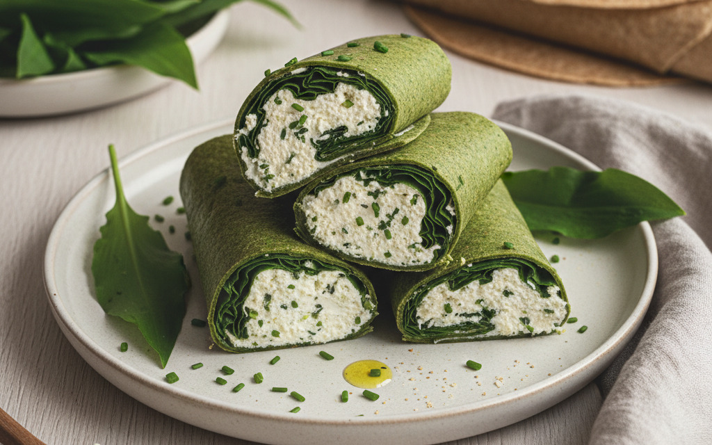 Bärlauch-Wraps mit veganem Ricotta