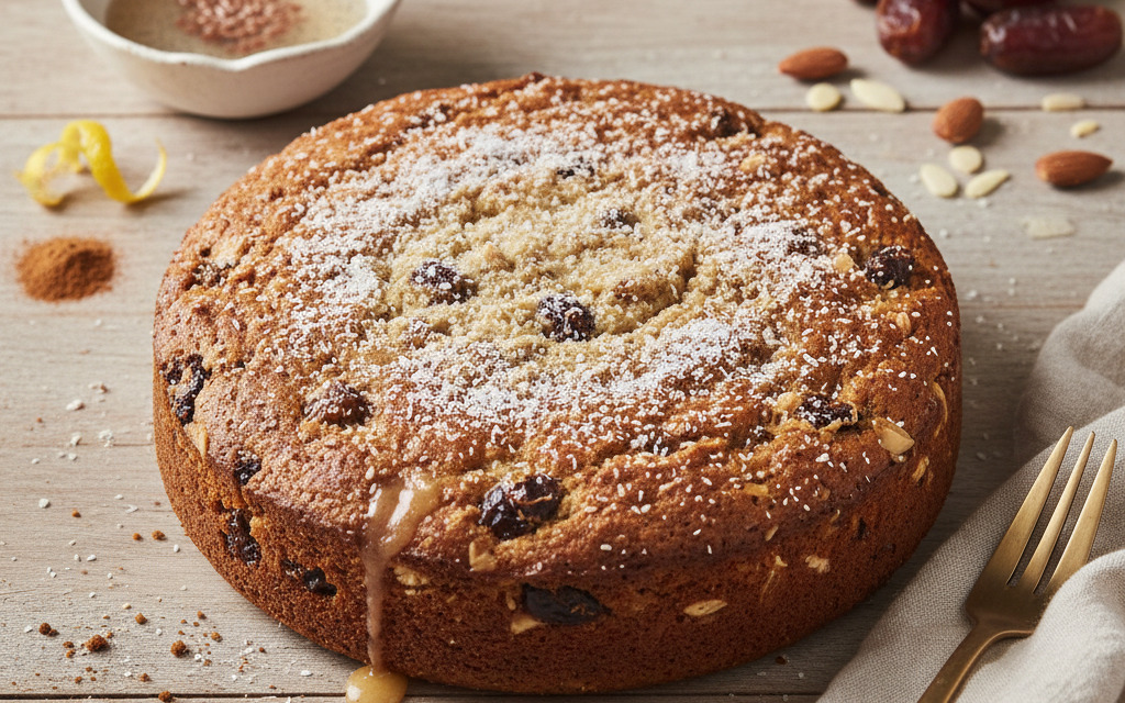 Veganer Dattel-Mandel Kuchen, gluten- & zuckerfrei