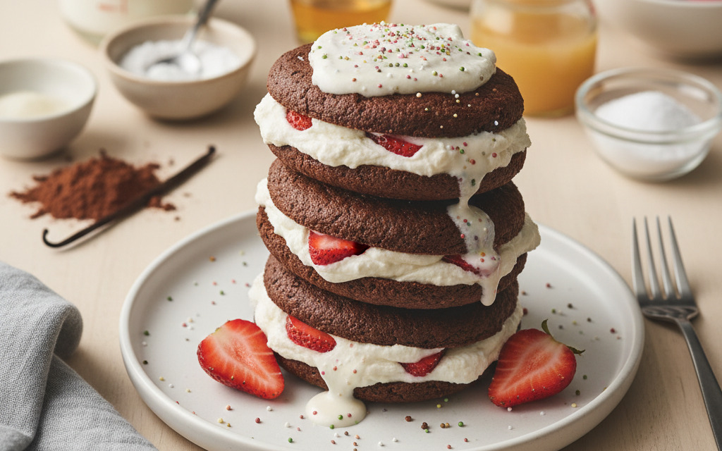 Sahnige vegane Erdbeer-Whoopies