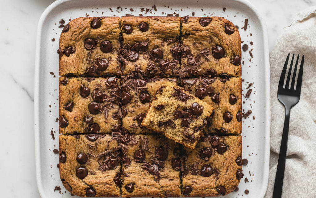 Vegane Erdnussbutter-Chocolate-Chip-Blondies ohne Mehl