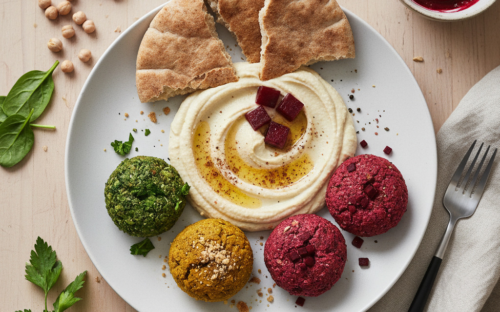 Bunte vegane Falafel Trilogie