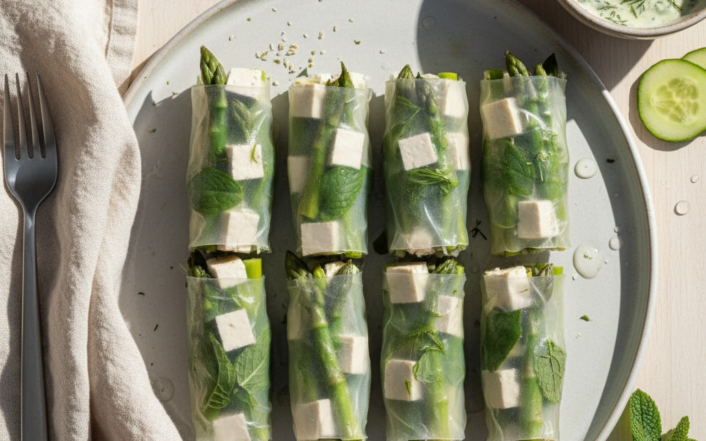 Veganes Fingerfood: Spargel-Tofu-Päckchen