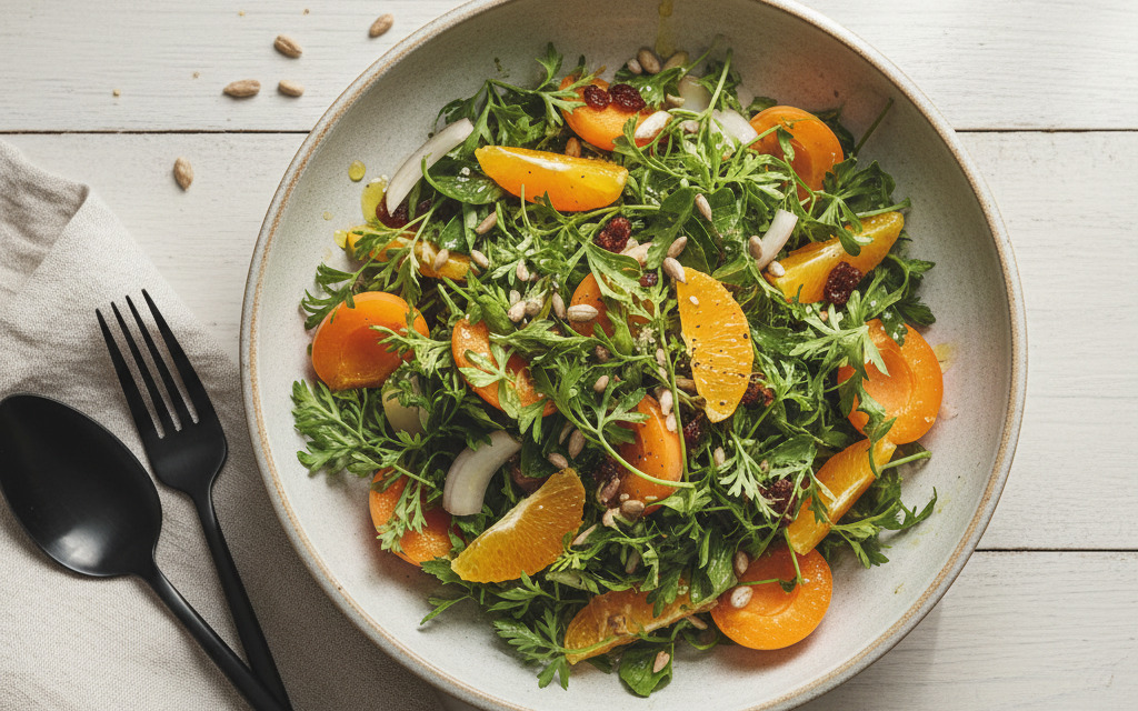 Fruchtiger veganer Schafgarben-Salat