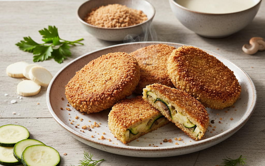 Knusprige Gemüseschnitzel vegan paniert