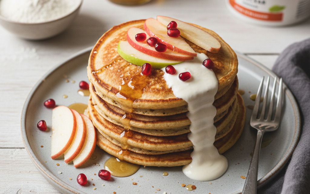 Glutenfreie Vanille Pancakes mit zweierlei Äpfeln