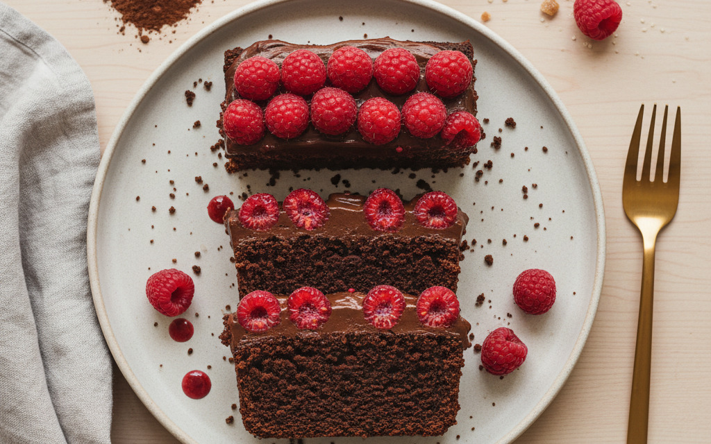 Glutenfreie Vegane Himbeer-Schoko Cremeschnitten