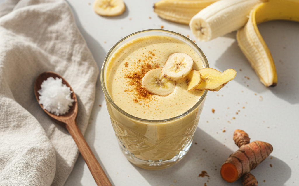 Golden Veganer Milk Shake mit Kurkuma