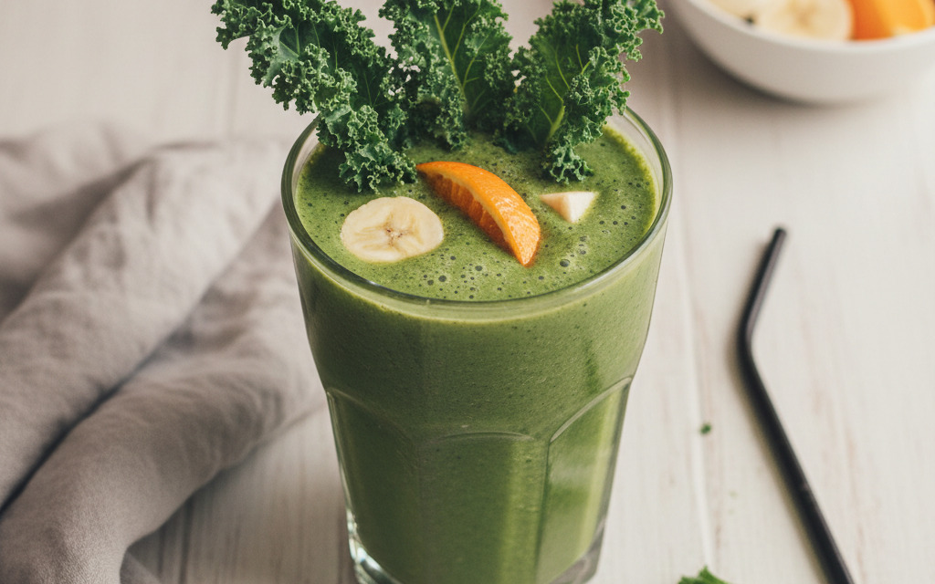 Veganer Grüner Smoothie mit Grünkohl