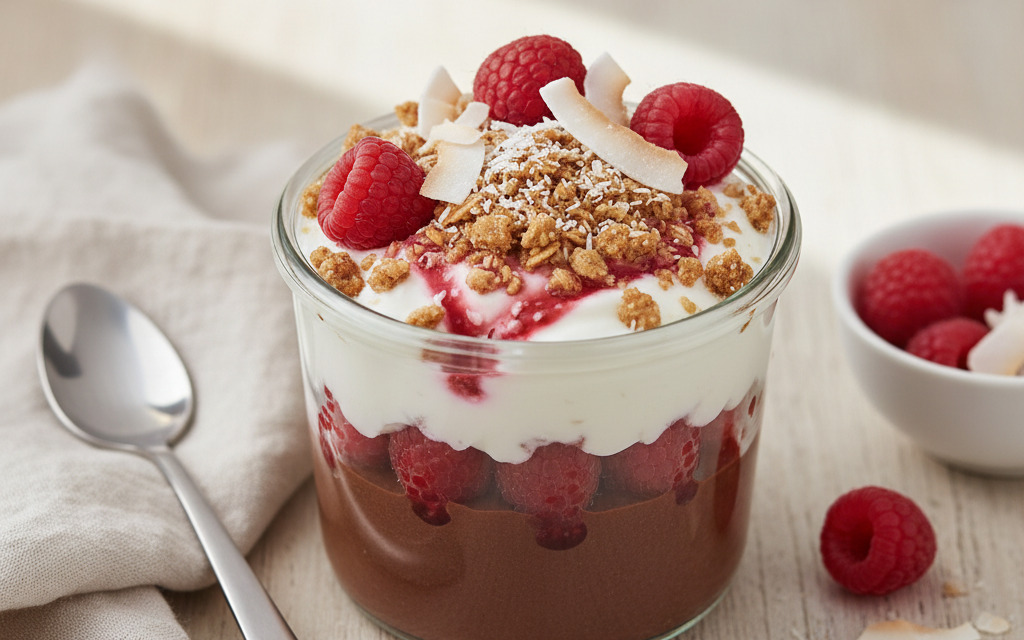 Veganes Himbeer-Kokos-Trifle