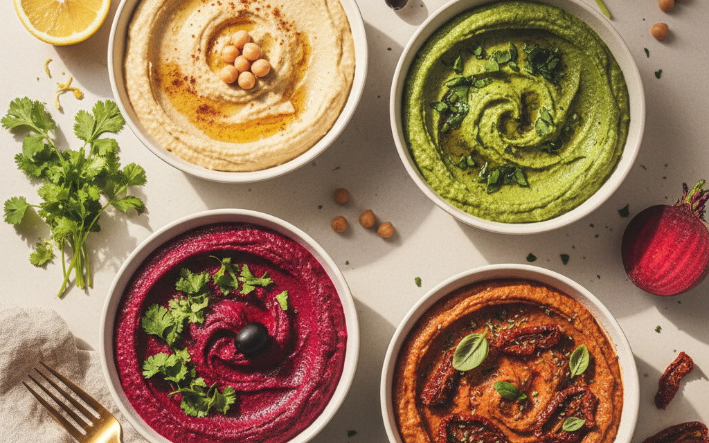 Hummus selber gemacht in 4 Varianten