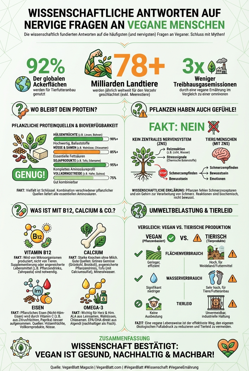 Infographic: Wissenschaftliche Antworten auf nervige Fragen an vegane Menschen