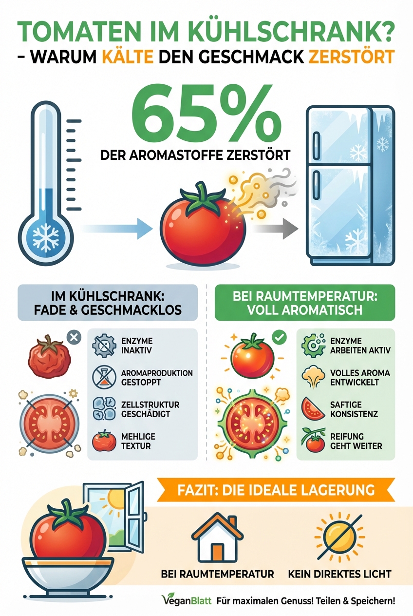 Infographic: Tomaten im Kühlschrank? - Warum Kälte den Geschmack zerstört