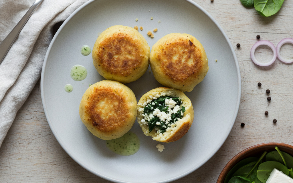 Vegane Kartoffelknödel mit Spinat-Tofu-Fülle