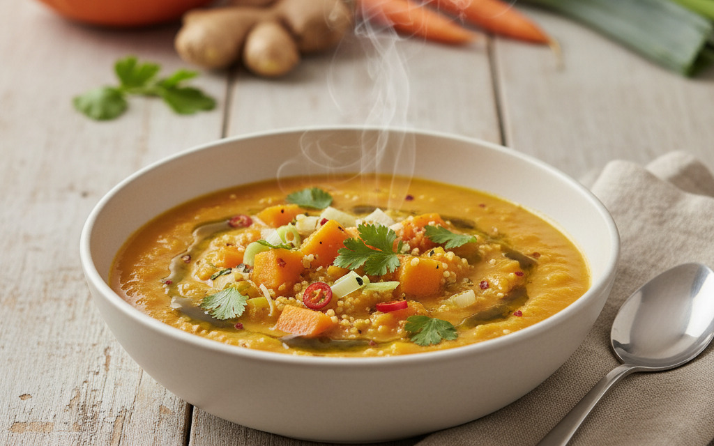 Gesundmach-Suppe mit Kürbis und Hirse