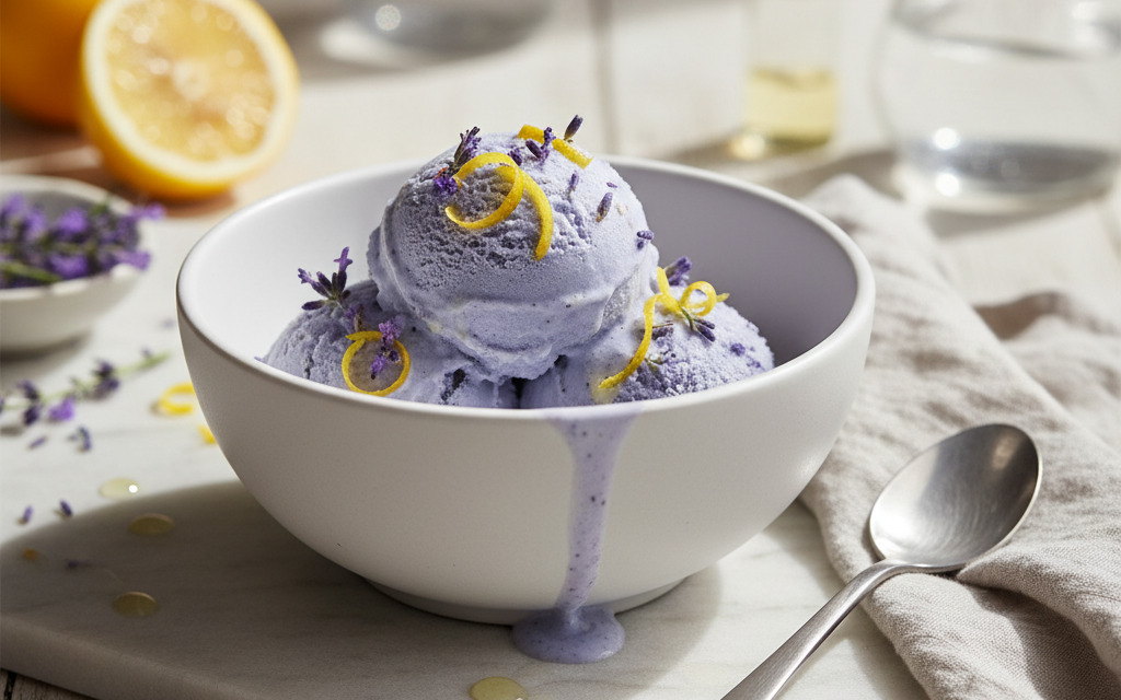 Vegane Lavendel-Zitronen-Sorbet