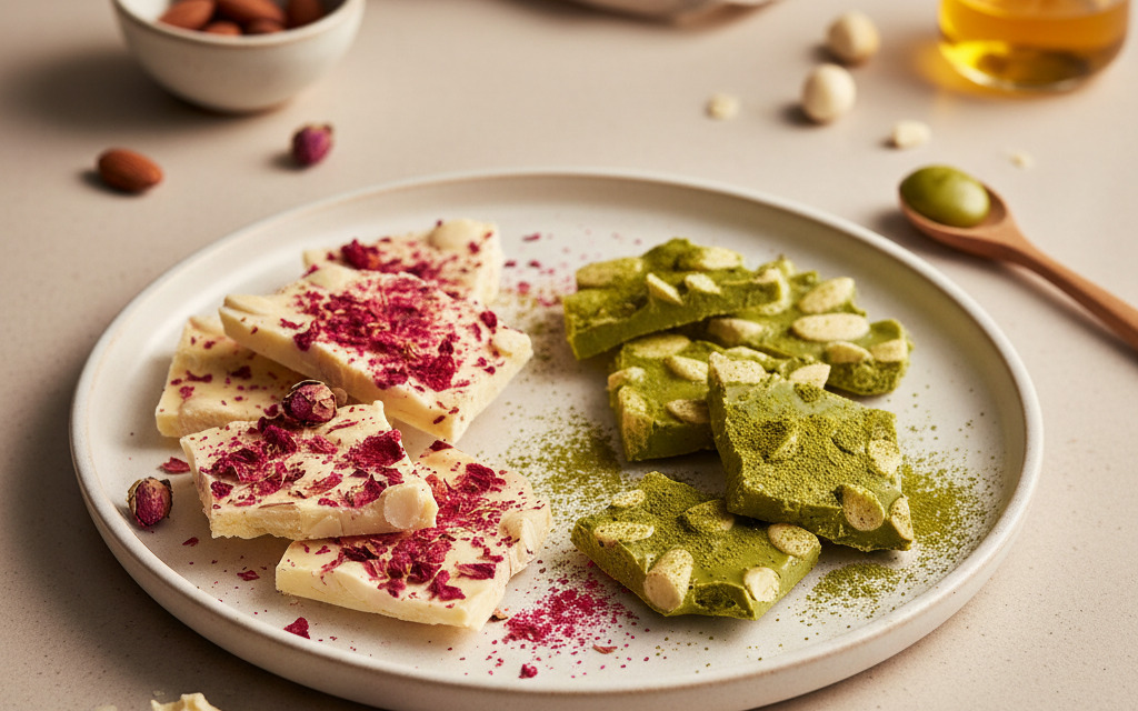 Vegane Mandel-Schokolade in 2 Varianten