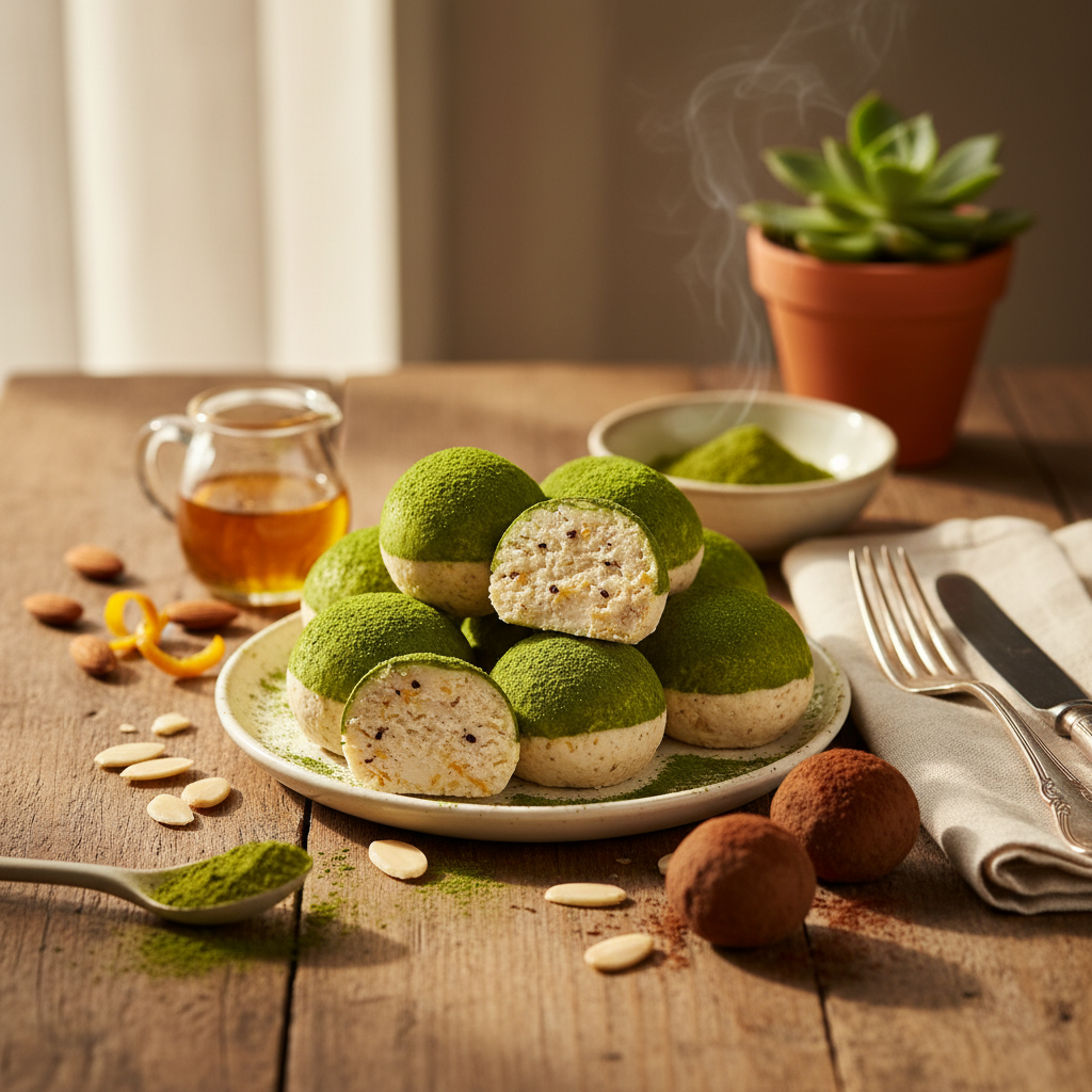 Vegane Matcha-Mandel-Trüffel