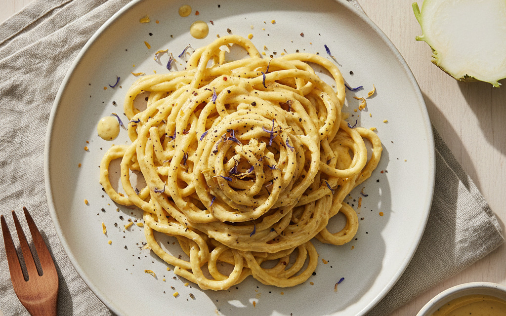 Vegane Rohkost-Pasta mit 'Käse'-Sauce