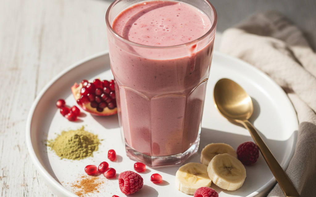 Rosa Veganer Smoothie für strahlend schöne Haut