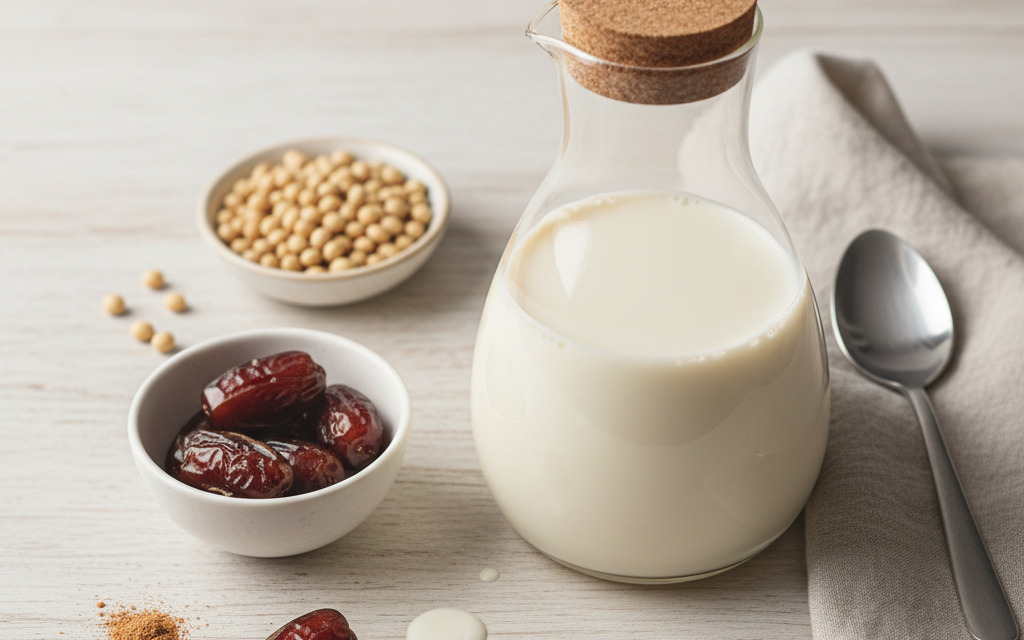 Schnelle Vegane Soja-Milch mit einem Hauch von Vanille