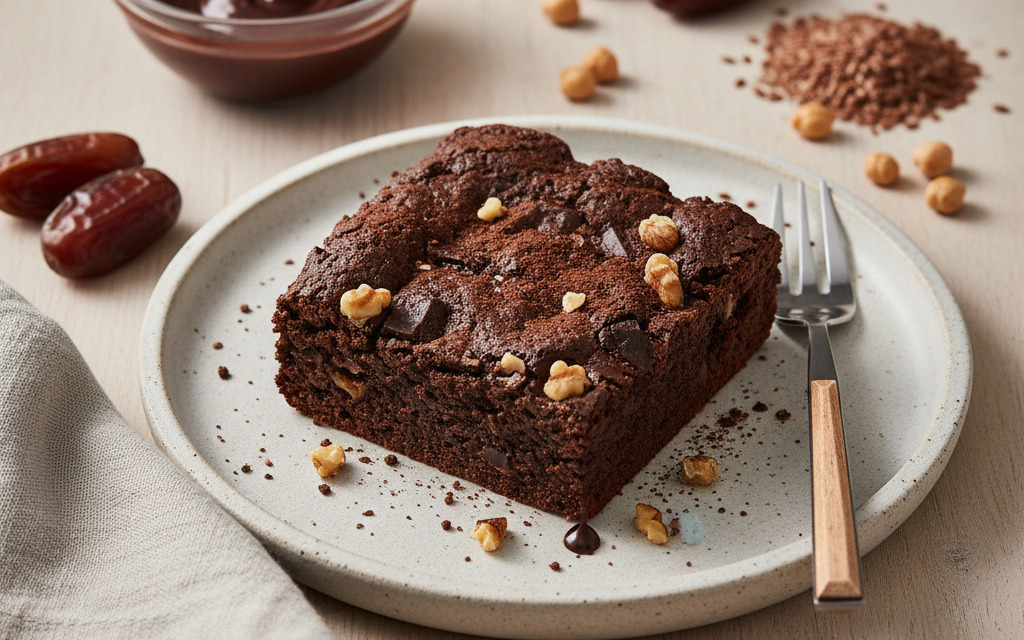 Veganer gluten- & zuckerfreier Schokoladen-Brownie