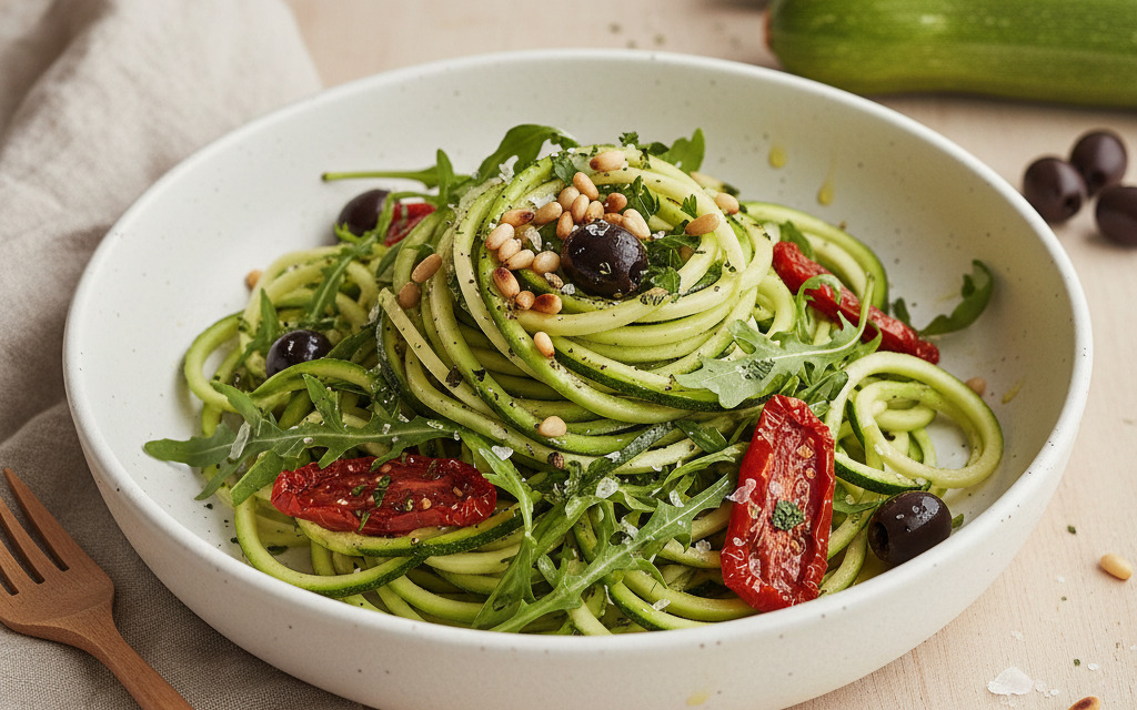 Sommerliche vegane Zucchini-Nudeln