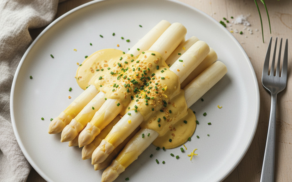 Weißer Spargel mit Veganer Sauce Hollandaise