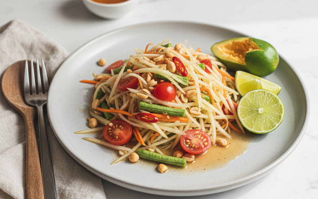 Veganer Thailändischer Papaya-Salat