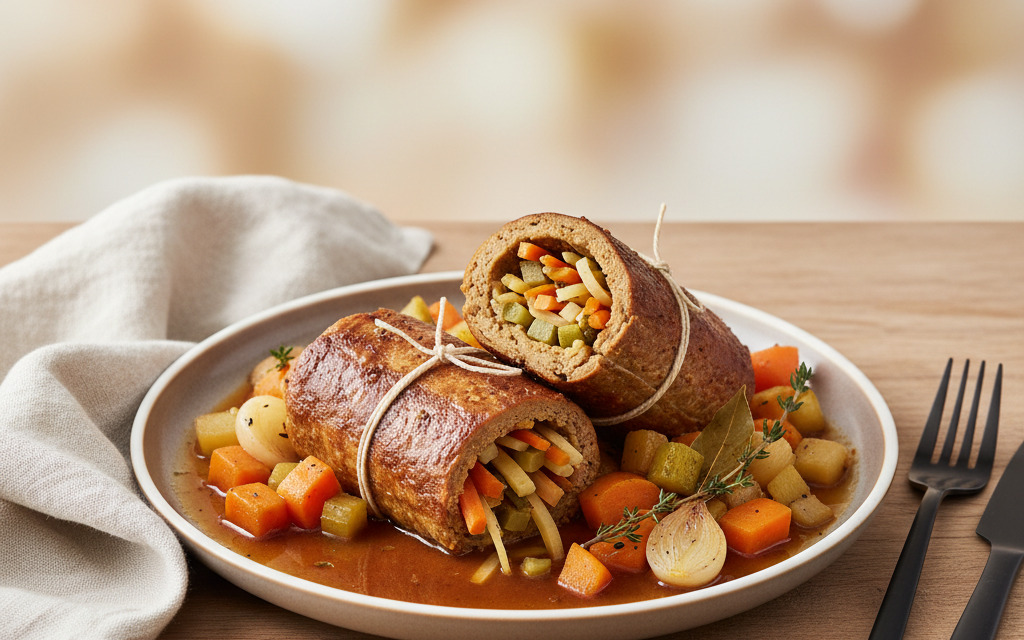 Vegane Rouladen mit Wurzelgemüse