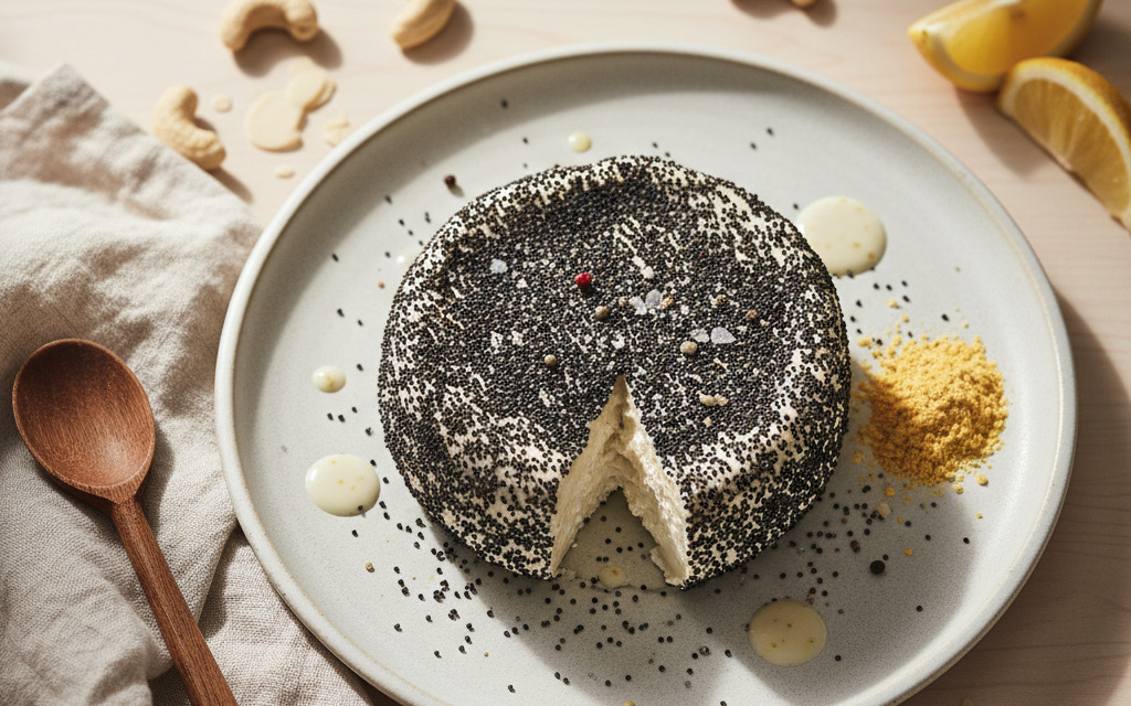 Veganer Camembert mit Mohn