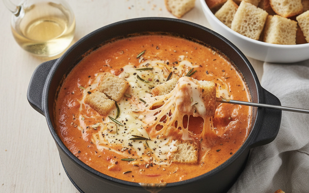 Veganes Tomaten-Käse Fondue