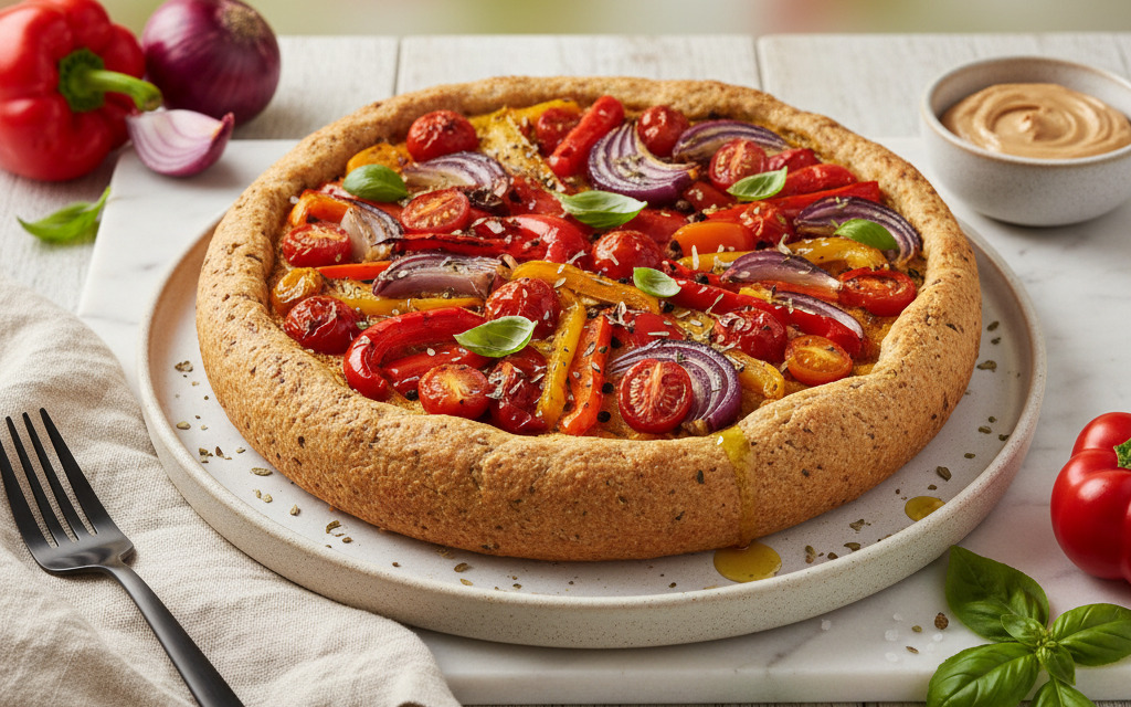 Vollwertiger veganer Gemüsekuchen