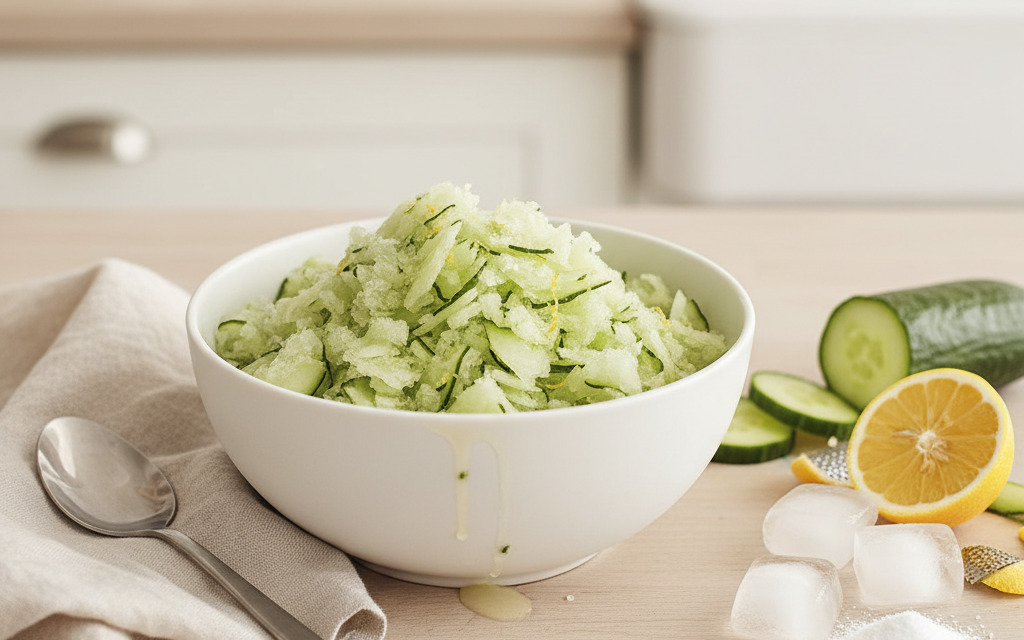 Erfrischendes vegane Zitronen-Gurken Granita
