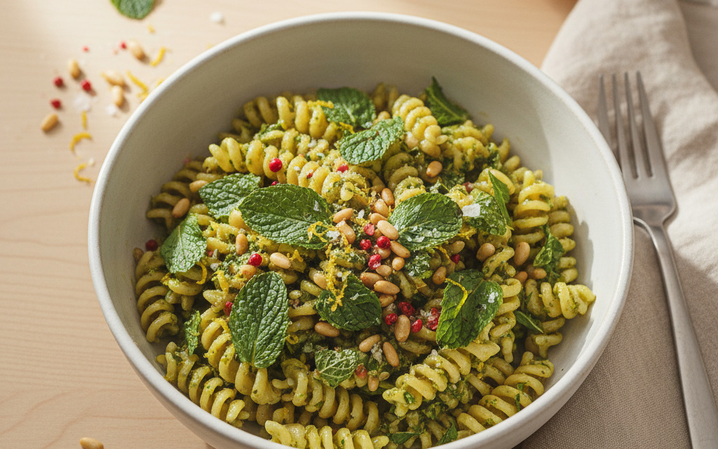 Minzpesto vegane mit zitroniger Note